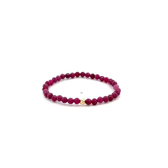 Natural Ruby Gemstone Mini 4mm 18K Bar Faceted Charm Bead July Birthstone - Picture 1 of 4
